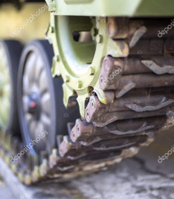 Close view of the detail on a military tank Military Cargo & Military Vessels learn more >
