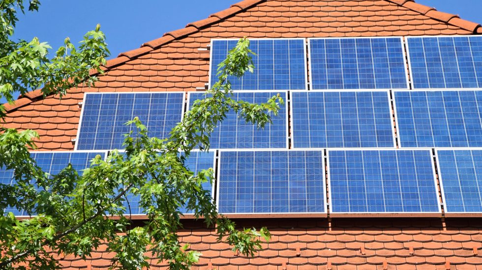 Solar Panels on roof of rural home